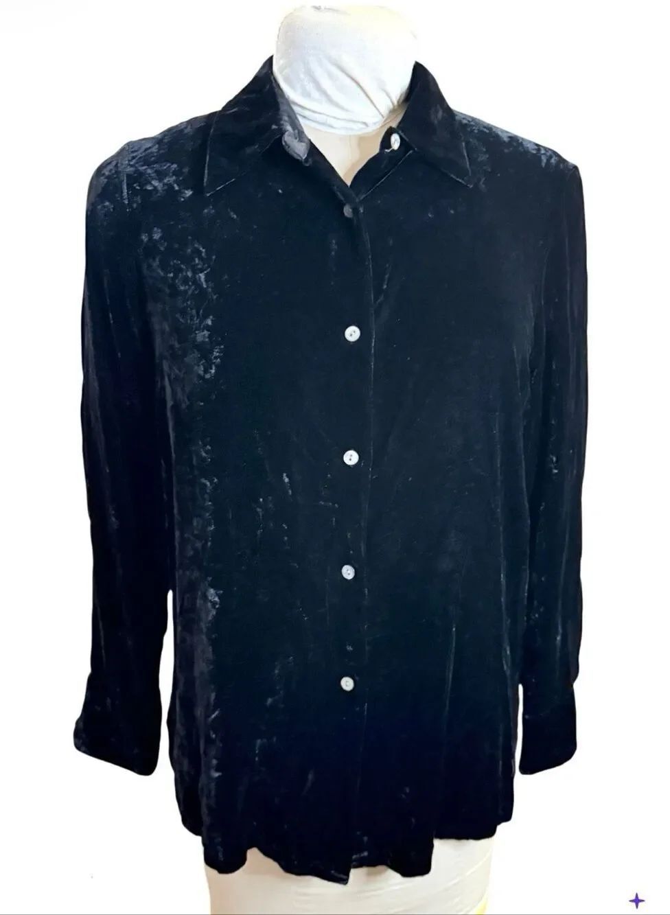 Ann Taylor Silk Blend Velvet Blouse Black Sz. 8. Occasion Event Holidays Party G